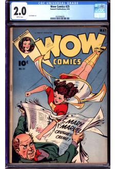 WOW COMICS #25 CGC 2.0 BRITTLE PAGES front cover