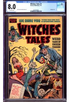 WITCHES TALES #1 CGC 8.0 OW PAGES front cover