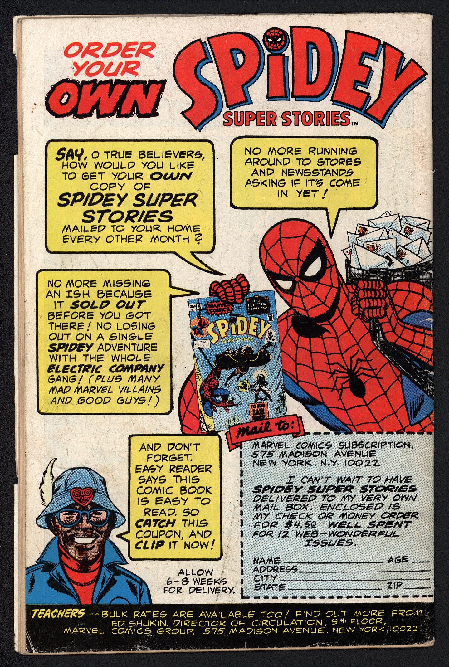 SPIDEY SUPER STORIES Back Cover