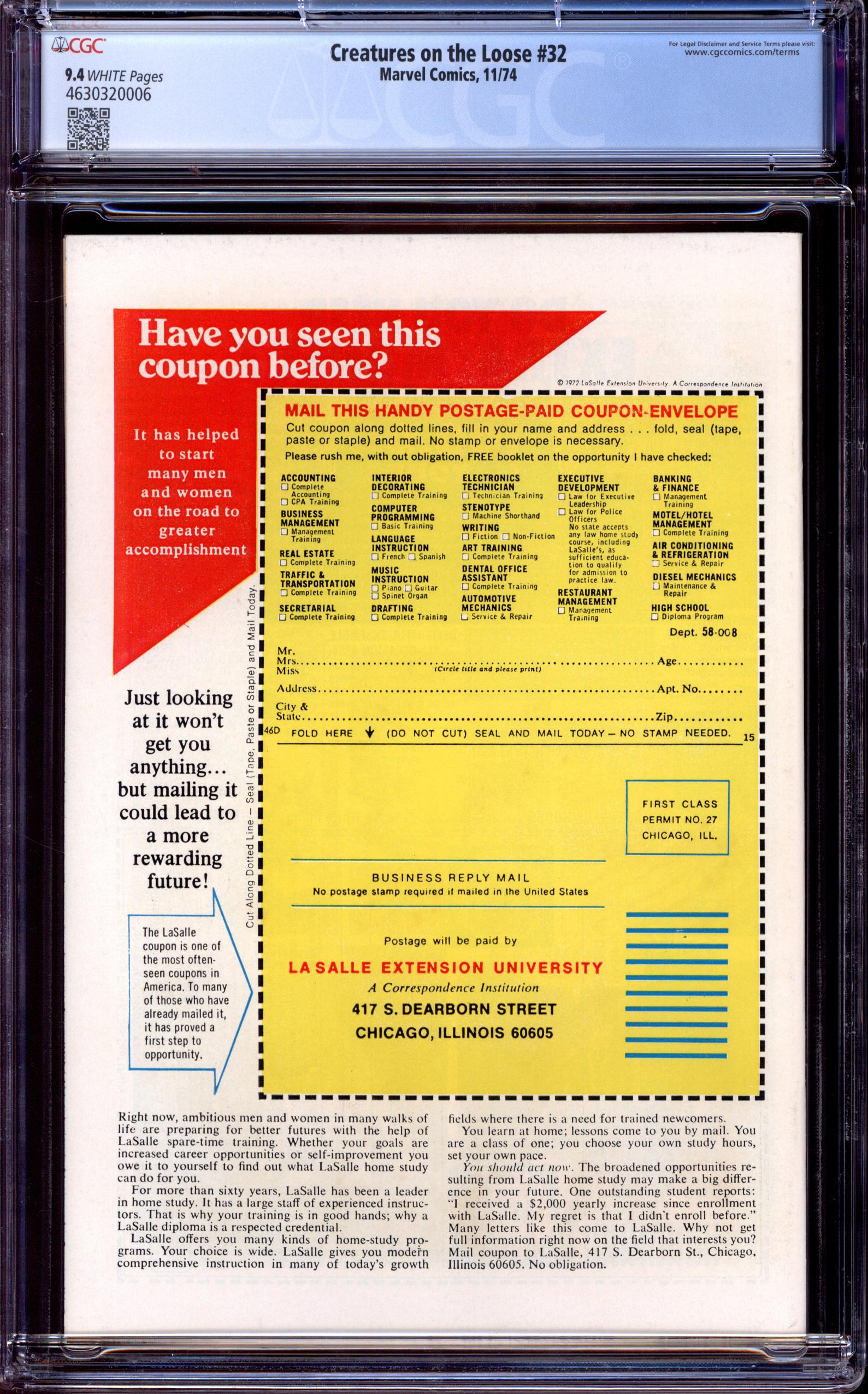 CREATURES ON THE LOOSE Back Cover