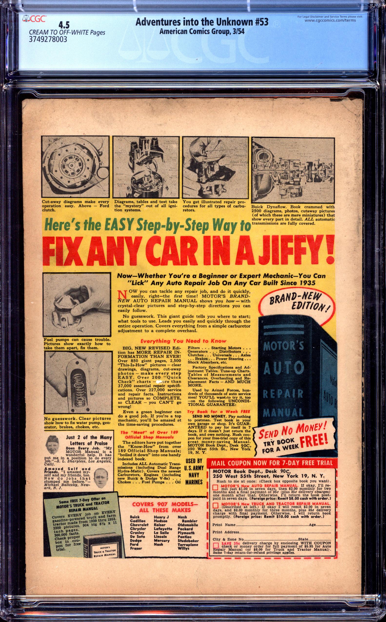 ADVENTURES INTO THE UNKNOWN Back Cover