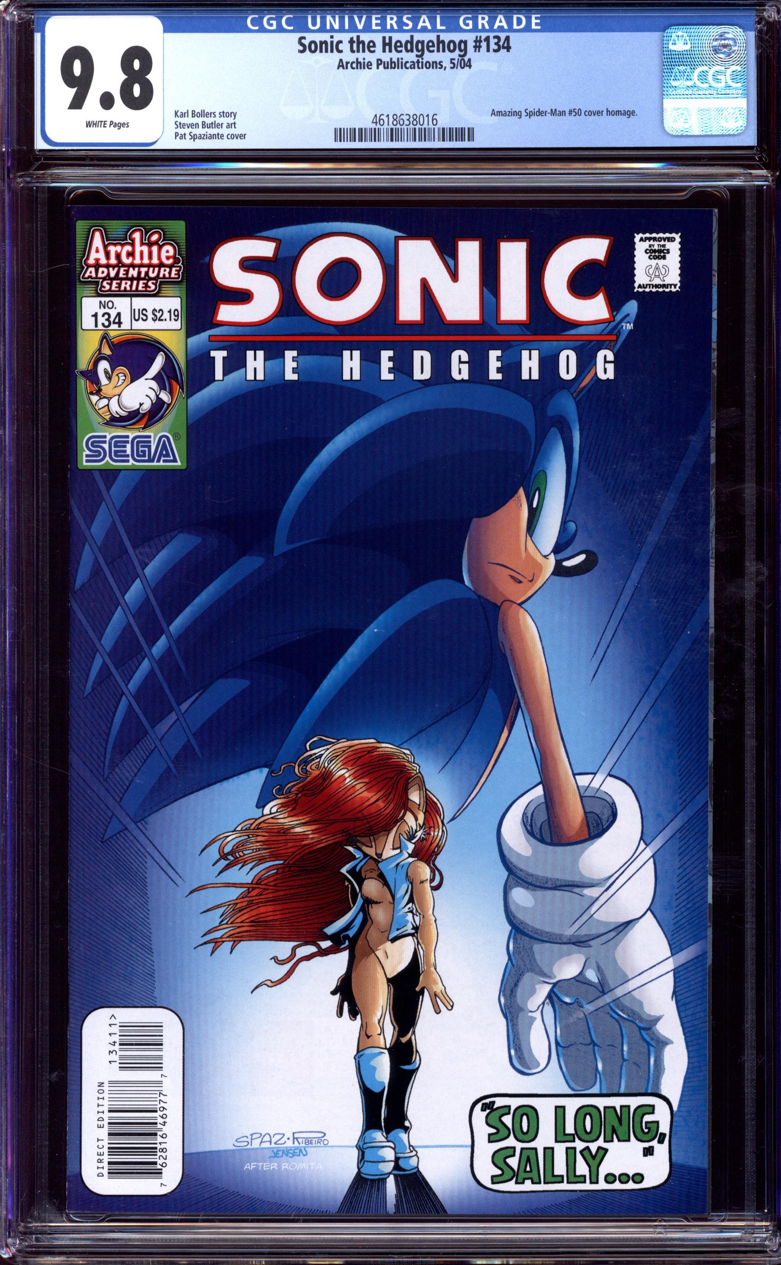 SONIC THE HEDGEHOG #134 CGC 9.8 WHITE PAGES | Reece's Rare Comics