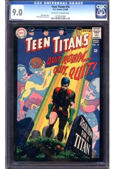 TEEN TITANS #14 CGC 9.0 OW/WH PAGES front cover