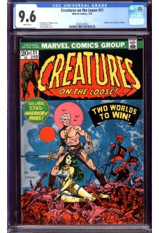 CREATURES ON THE LOOSE #21 CGC 9.6 WHITE PAGES front cover