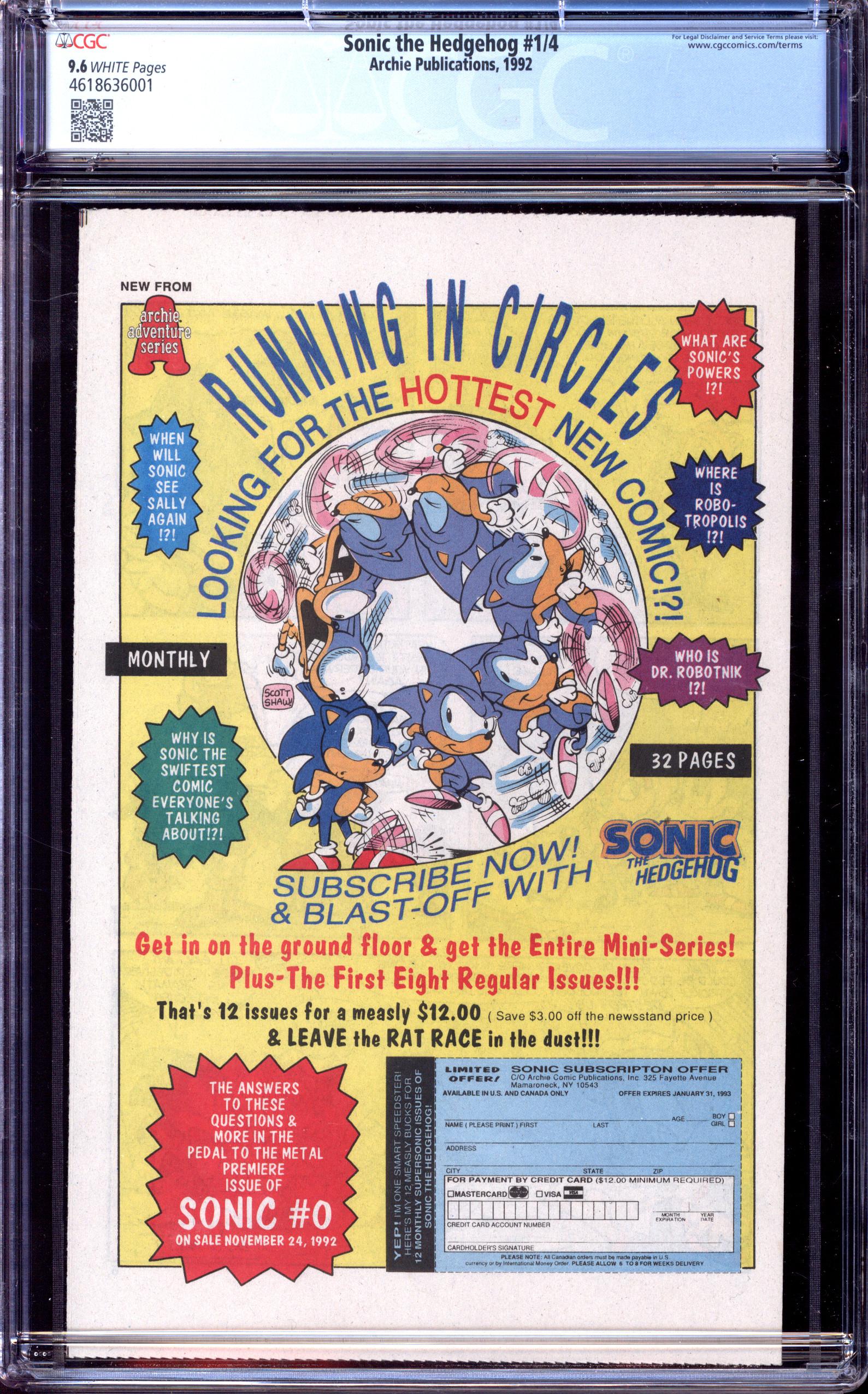 SONIC THE HEDGEHOG Back Cover