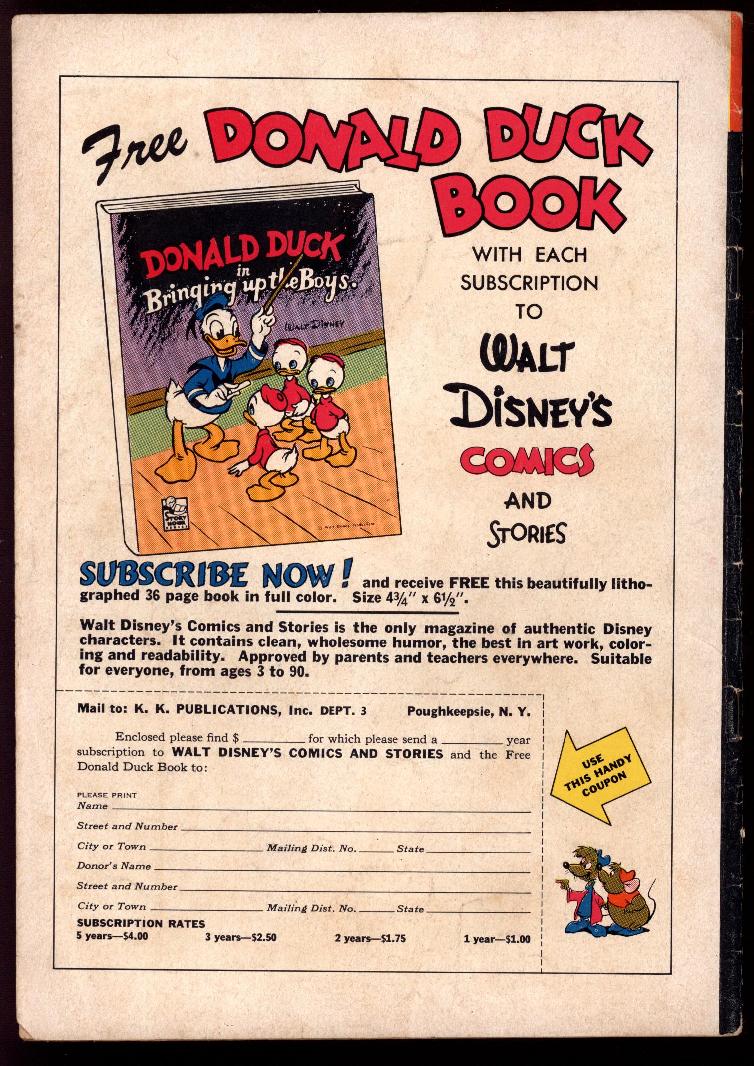WALT DISNEY'S COMICS AND STORIES Back Cover