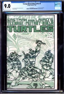 TEENAGE MUTANT NINJA TURTLES #4 CGC 9.0 OW/WH PAGES front cover