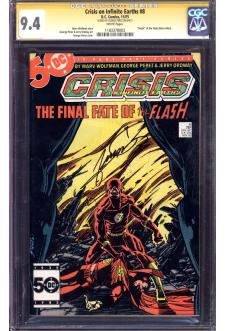 CRISIS ON INFINITE EARTHS #8 CGC 9.4 WHITE PAGES front cover