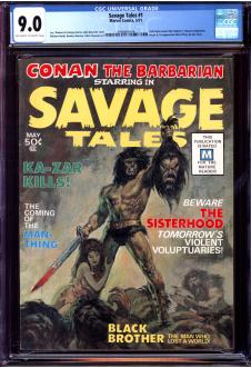SAVAGE TALES #1 CGC 9.0 OW/WH PAGES front cover