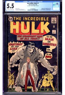 INCREDIBLE HULK #1 CGC 5.5 OW/WH PAGES front cover