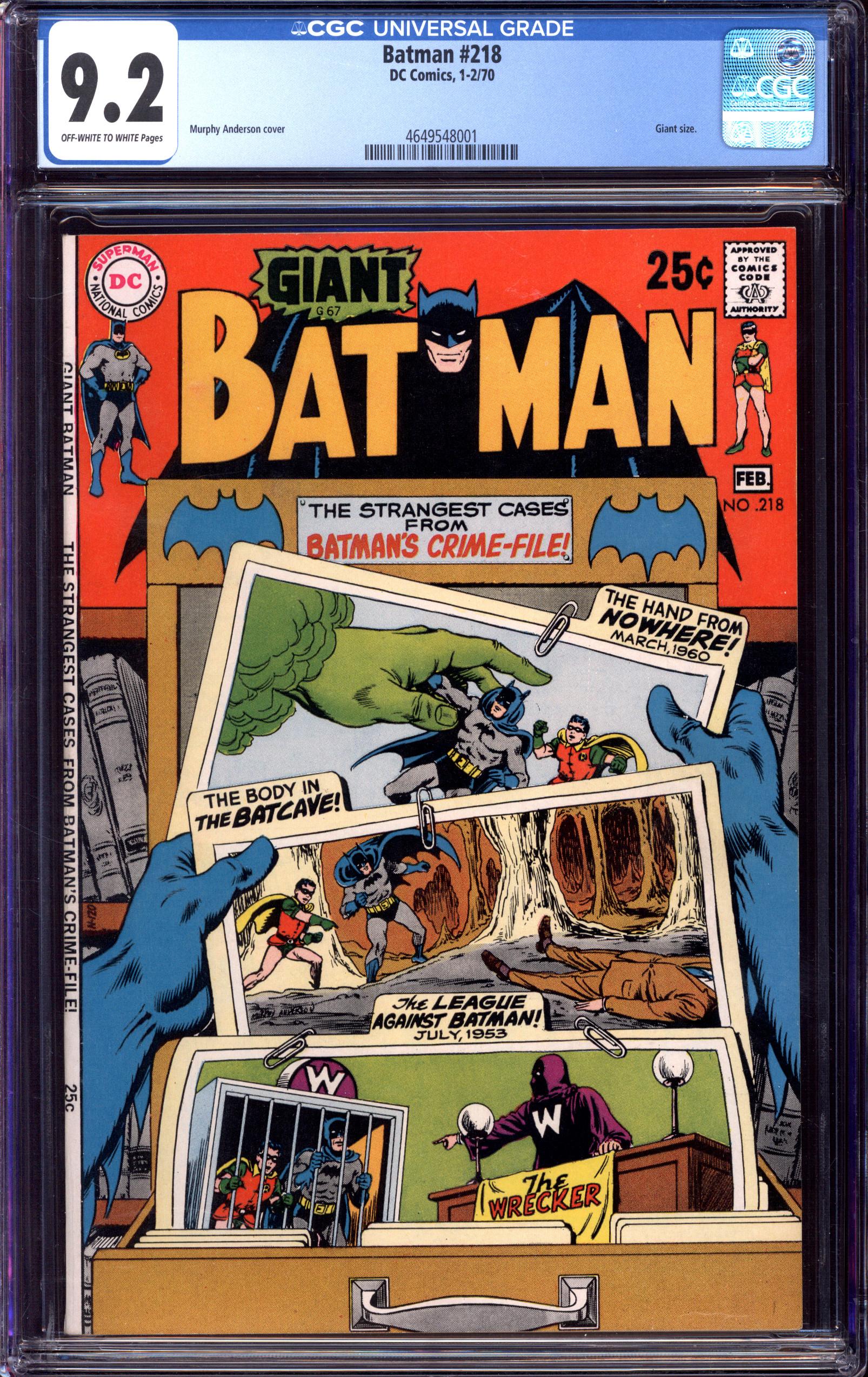 BATMAN #218 CGC 9.2 OW/WH PAGES | Reece's Rare Comics