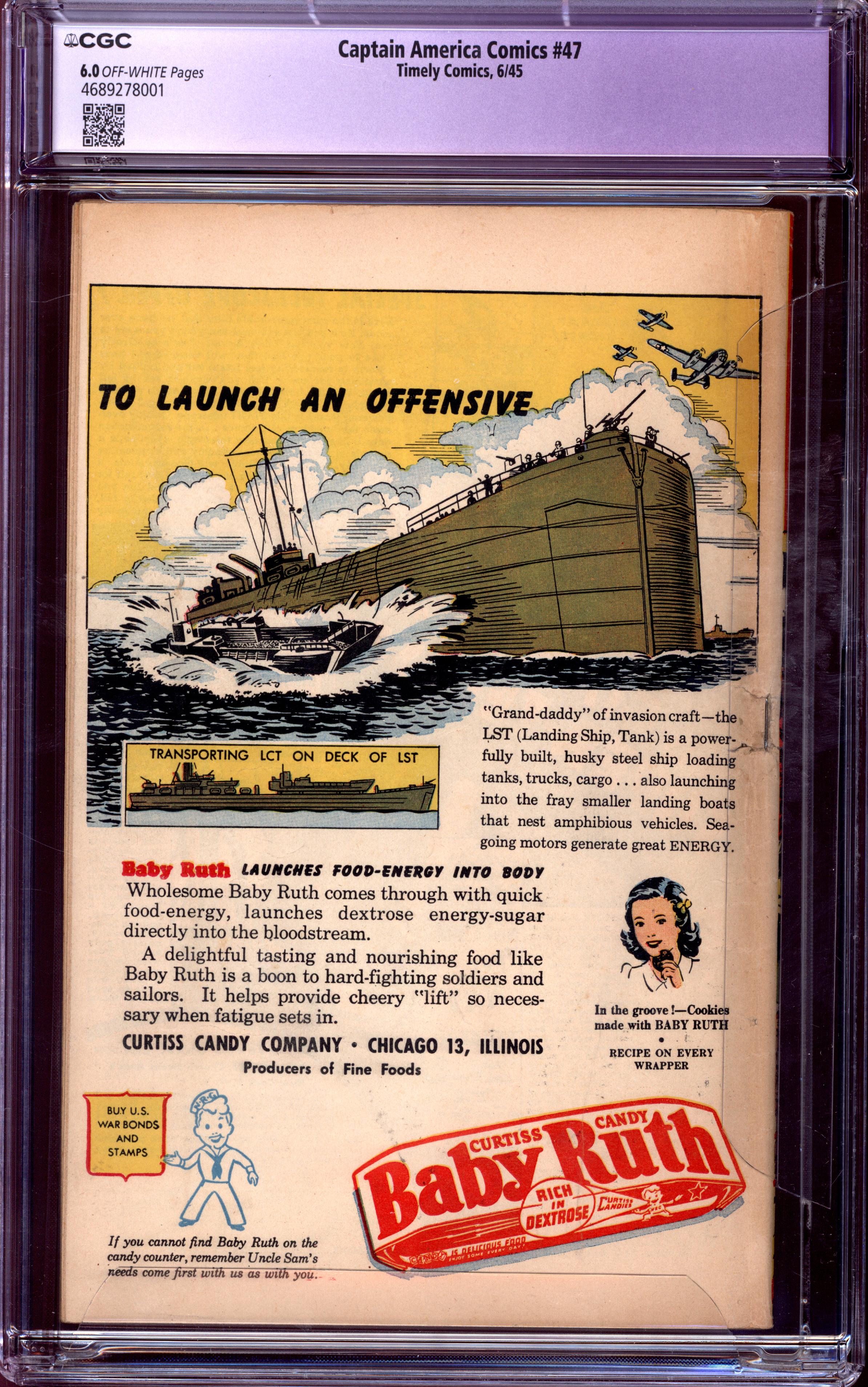 CAPTAIN AMERICA COMICS Back Cover