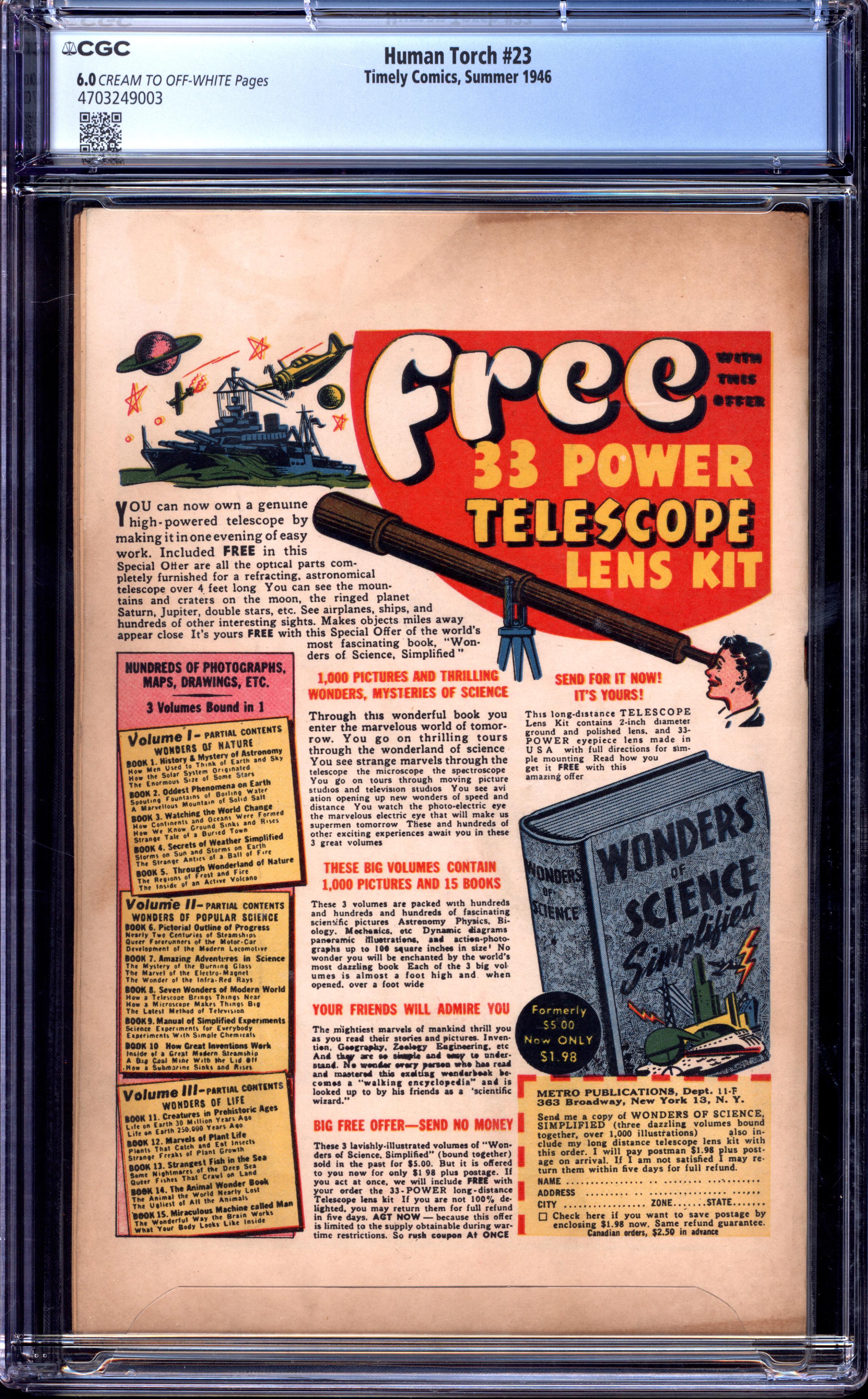 HUMAN TORCH Back Cover