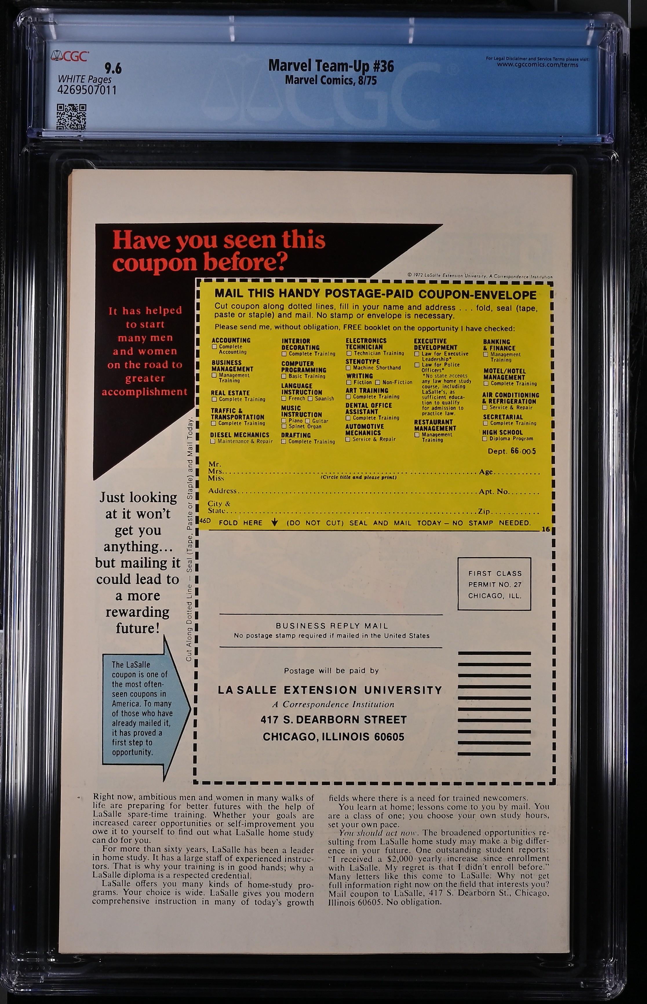 MARVEL TEAM-UP Back Cover