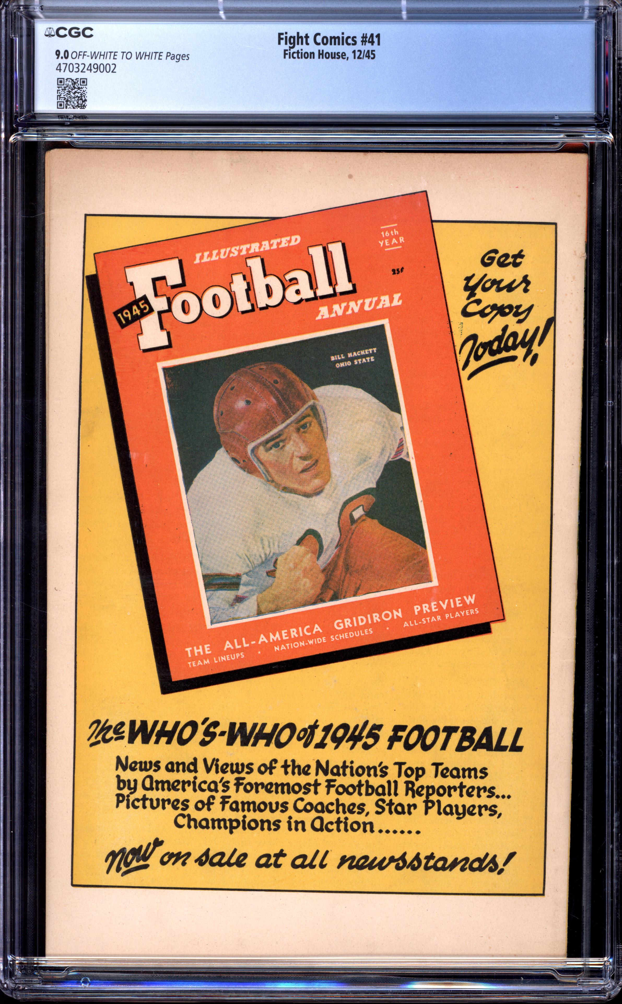 FIGHT COMICS Back Cover