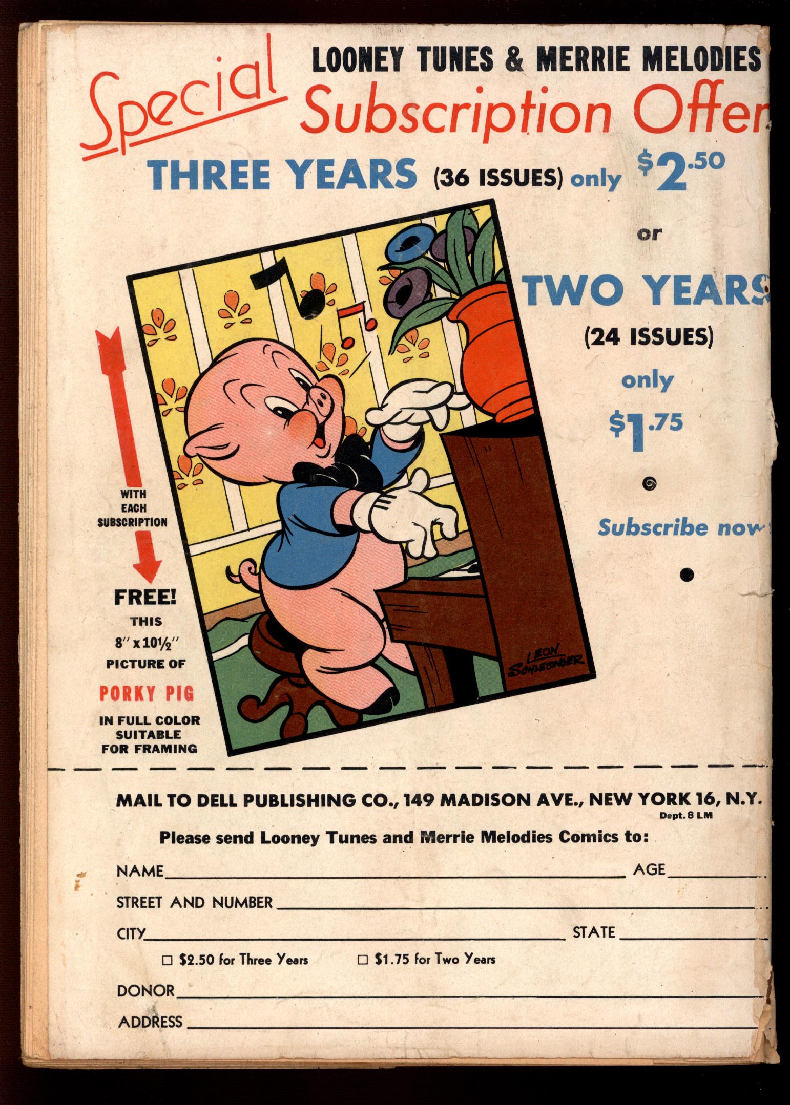 LOONEY TUNES AND MERRIE MELODIES COMICS #34 1.0 Back Cover