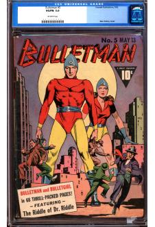 BULLETMAN #5 CGC 5.0 OW PAGES front cover