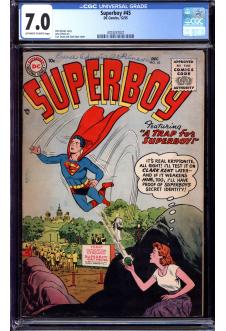 SUPERBOY #45 CGC 7.0 OW/WH PAGES front cover
