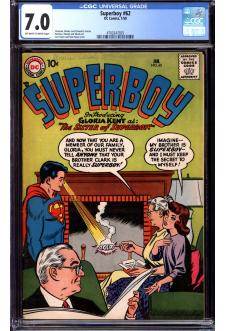 SUPERBOY #62 CGC 7.0 OW/WH PAGES front cover
