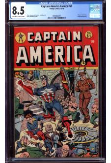 CAPTAIN AMERICA COMICS #51 CGC 8.5 OW/WH PAGES front cover