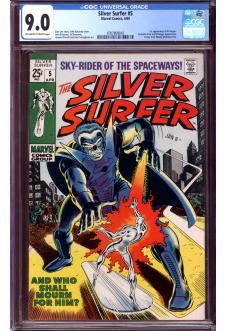 SILVER SURFER #5 CGC 9.0 OW/WH PAGES front cover