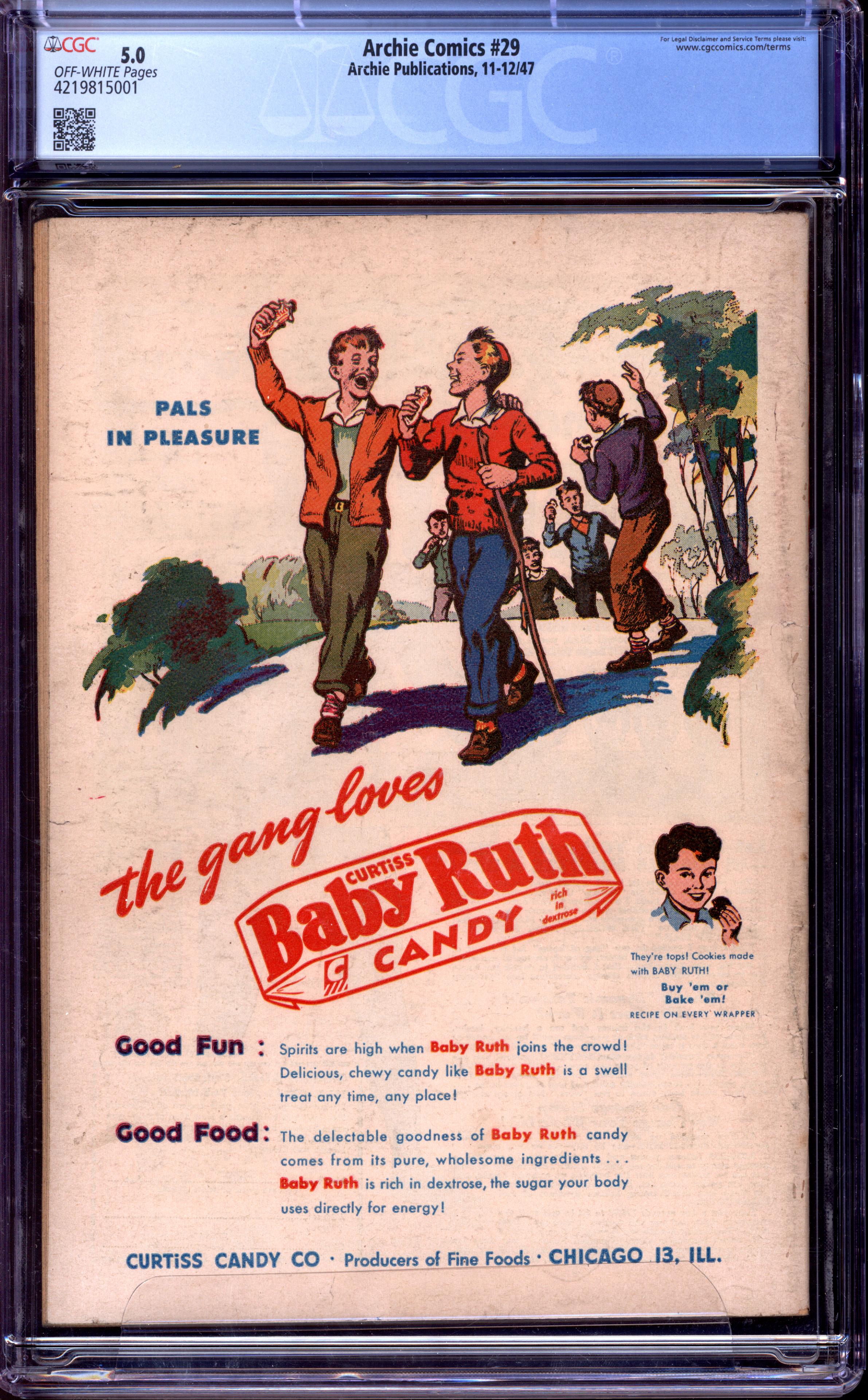 ARCHIE COMICS Back Cover
