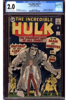 INCREDIBLE HULK #1 CGC 2.0 OW/WH PAGES front cover