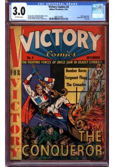 VICTORY COMICS #4 CGC 3.0 OW PAGES front cover