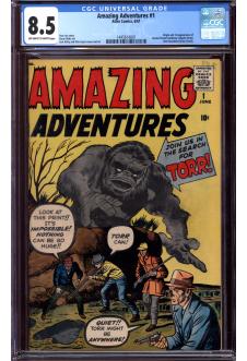 AMAZING ADVENTURES #1 CGC 8.5 OW/WH PAGES front cover