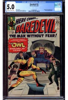 DAREDEVIL #3 CGC 5.0 OW/WH PAGES front cover