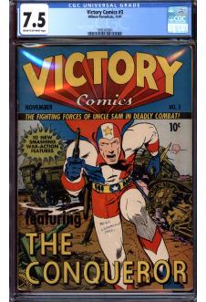 VICTORY COMICS #3 CGC 7.5 CR/OW PAGES front cover