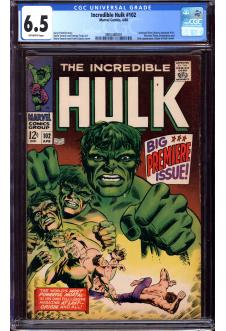 INCREDIBLE HULK #102 CGC 6.5 OW PAGES front cover