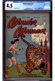 WONDER WOMAN #15 CGC 4.5 CR/OW PAGES front cover