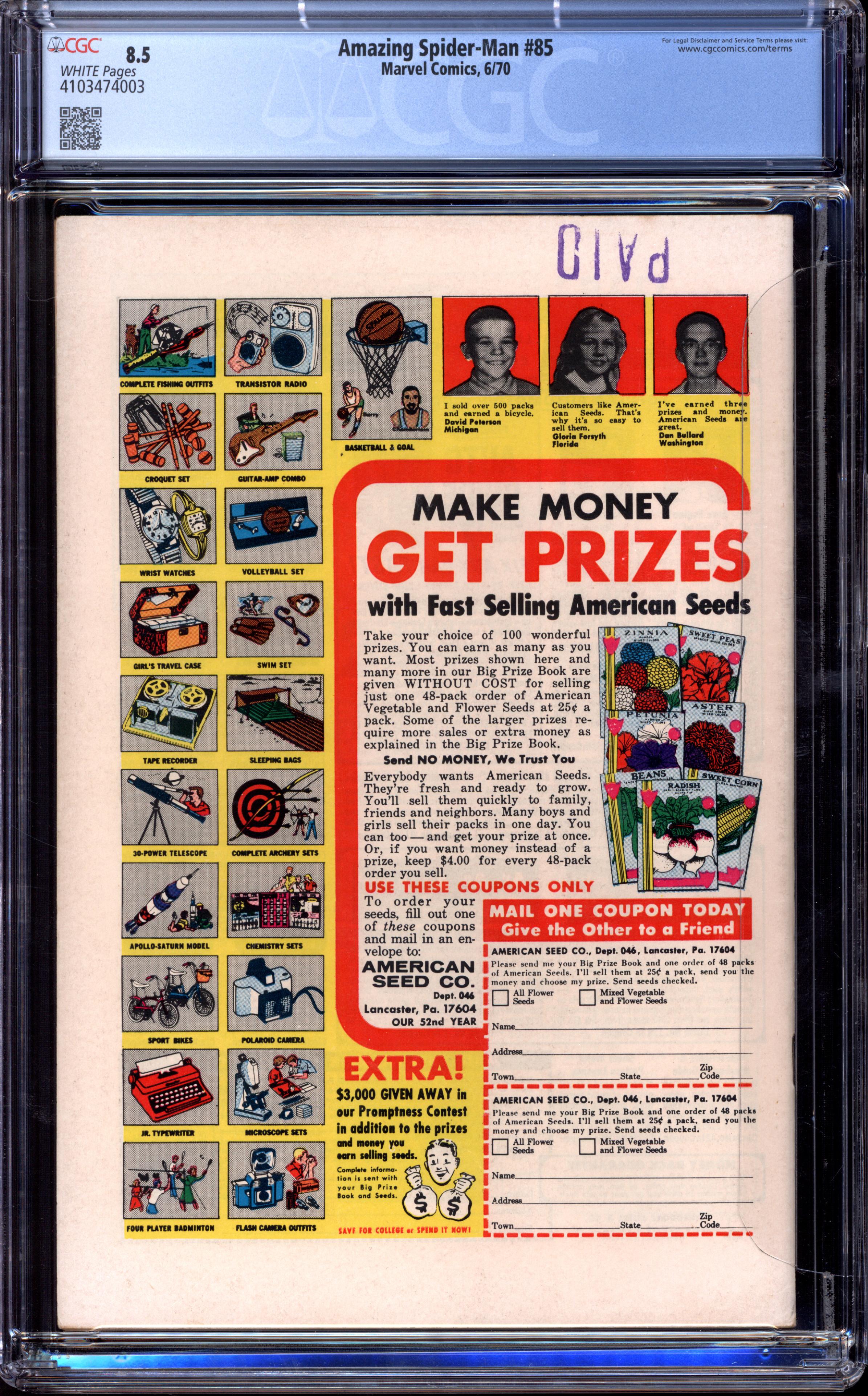 AMAZING SPIDER-MAN Back Cover