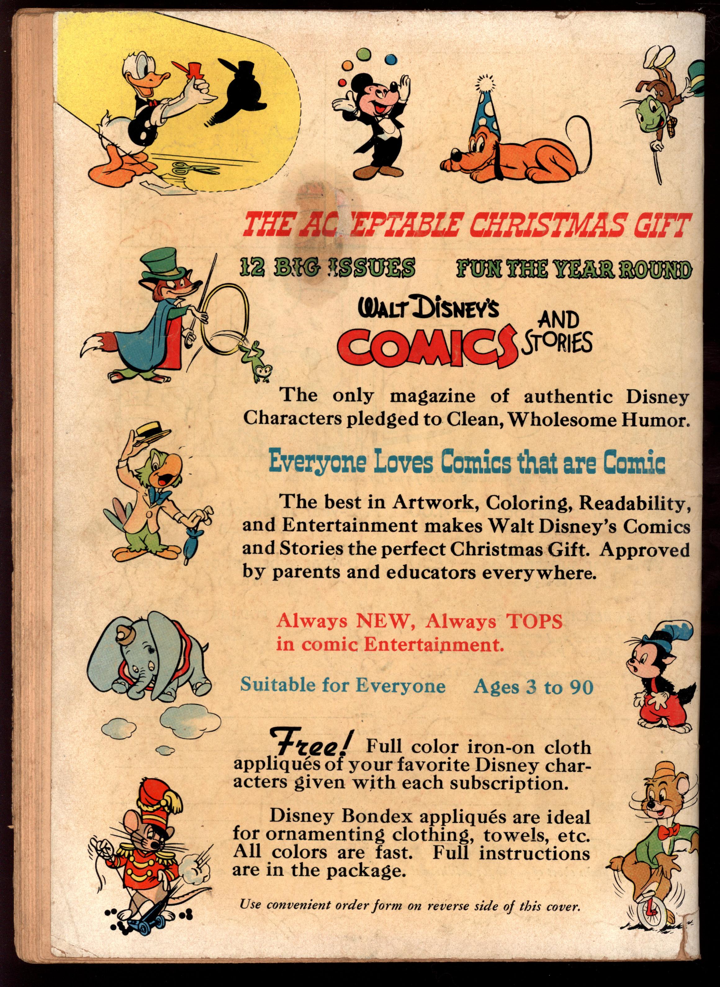 WALT DISNEY'S COMICS AND STORIES Back Cover