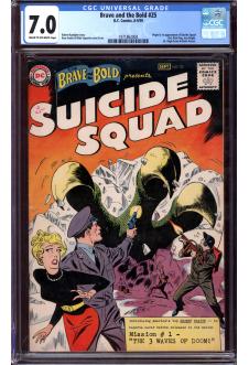 BRAVE AND THE BOLD #25 CGC 7.0 CR/OW PAGES front cover
