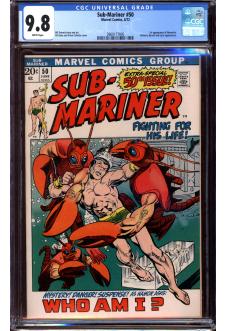 SUB-MARINER #50 CGC 9.8 WHITE PAGES front cover