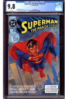 SUPERMAN: THE MAN OF STEEL #1 CGC 9.8 WHITE PAGES front cover