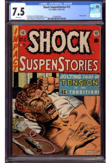 SHOCK SUSPENSTORIES #12 CGC 7.5 WHITE PAGES front cover