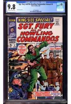 SGT. FURY AND HIS HOWLING COMMANDOS ANNUAL #5 CGC 9.8 OW/WH PAGES front cover