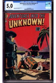 ADVENTURES INTO THE UNKNOWN #7 CGC 5.0 OW PAGES front cover