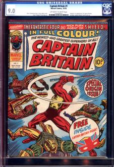 CAPTAIN BRITAIN #1 CGC 9.0 OW/WH PAGES front cover