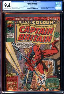 CAPTAIN BRITAIN #8 CGC 9.4 OW/WH PAGES front cover