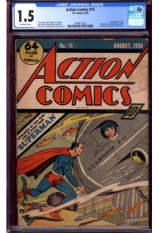 ACTION COMICS #15 CGC 1.5 OW PAGES front cover