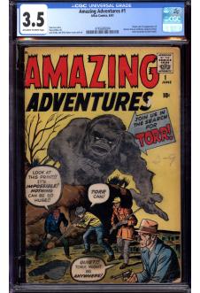 AMAZING ADVENTURES #1 CGC 3.5 OW/WH PAGES front cover
