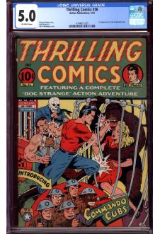 THRILLING COMICS #36 CGC 5.0 OW PAGES front cover