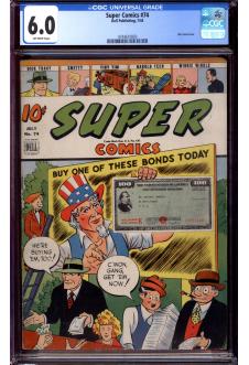 SUPER COMICS #74 CGC 6.0 OW PAGES front cover