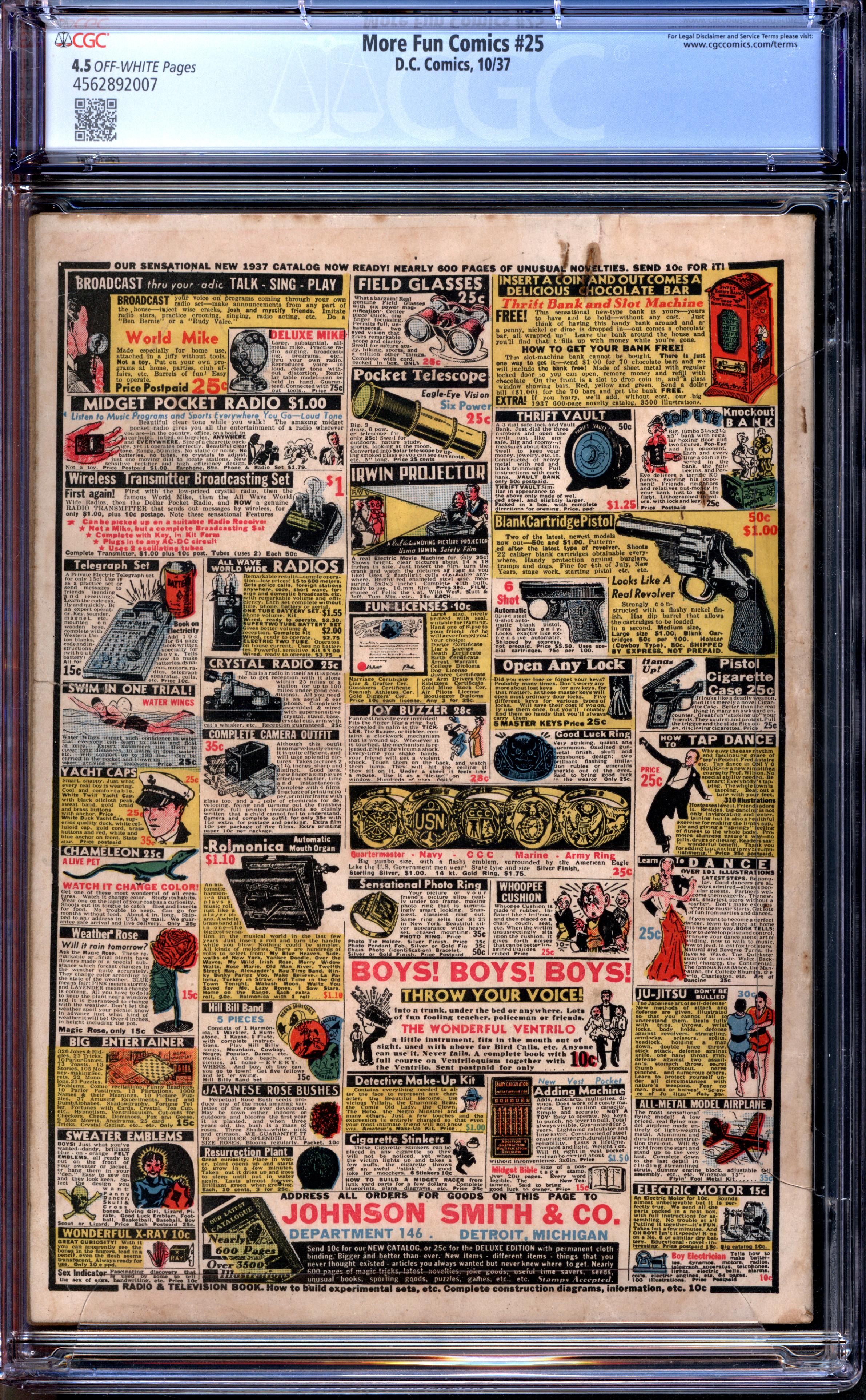 MORE FUN COMICS Back Cover