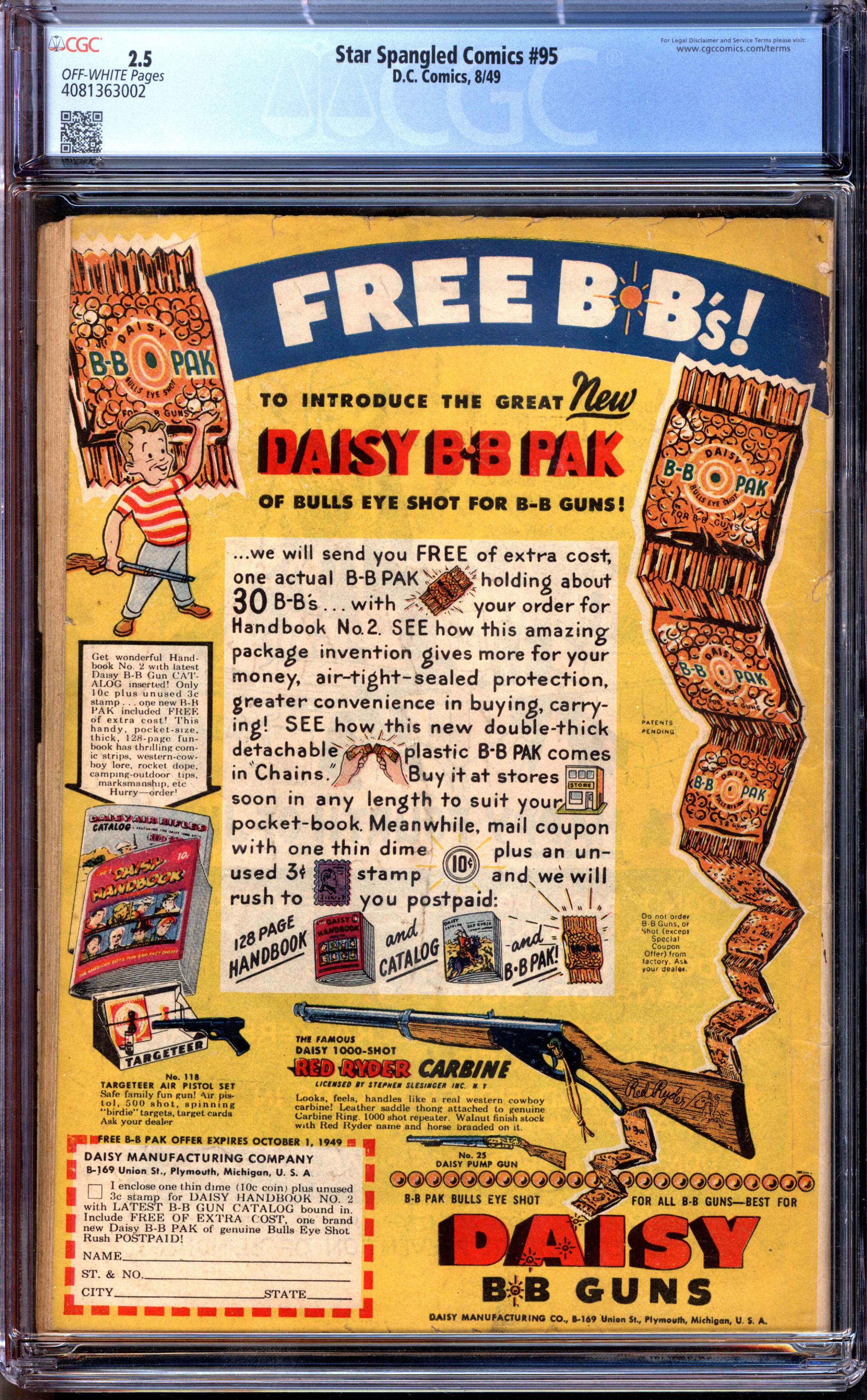 STAR SPANGLED COMICS Back Cover
