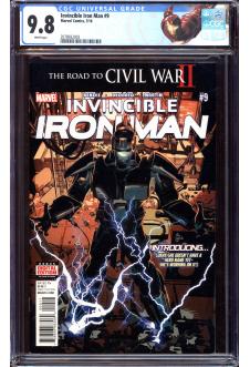 INVINCIBLE IRON MAN #9 CGC 9.8 WHITE PAGES front cover